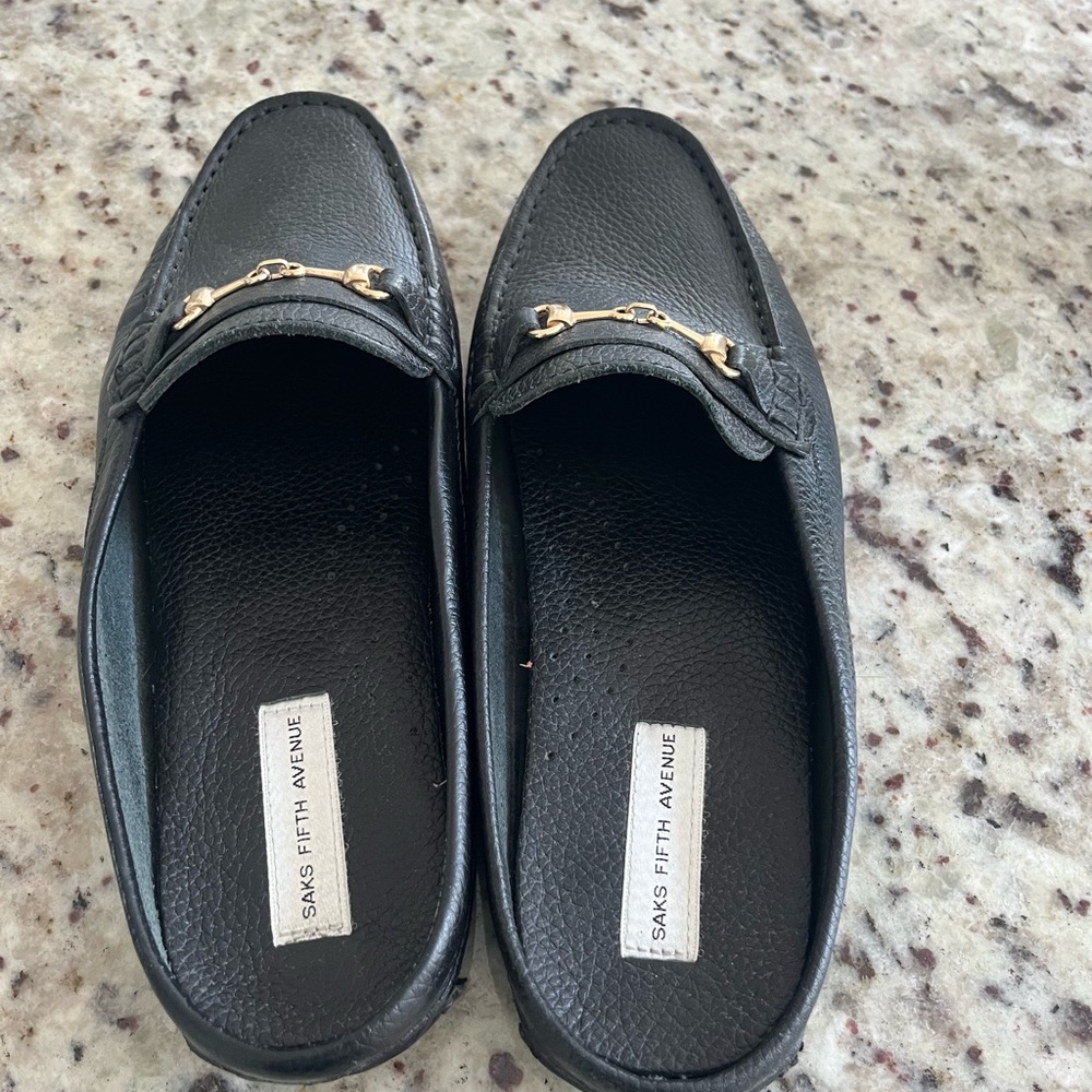 Saks Fifth Avenue Slip-On Leather Loafer Mules - Picture 4 of 7